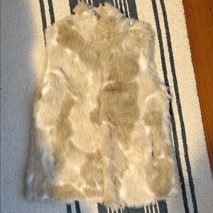 Faux Fur Vest in Cream and Tan